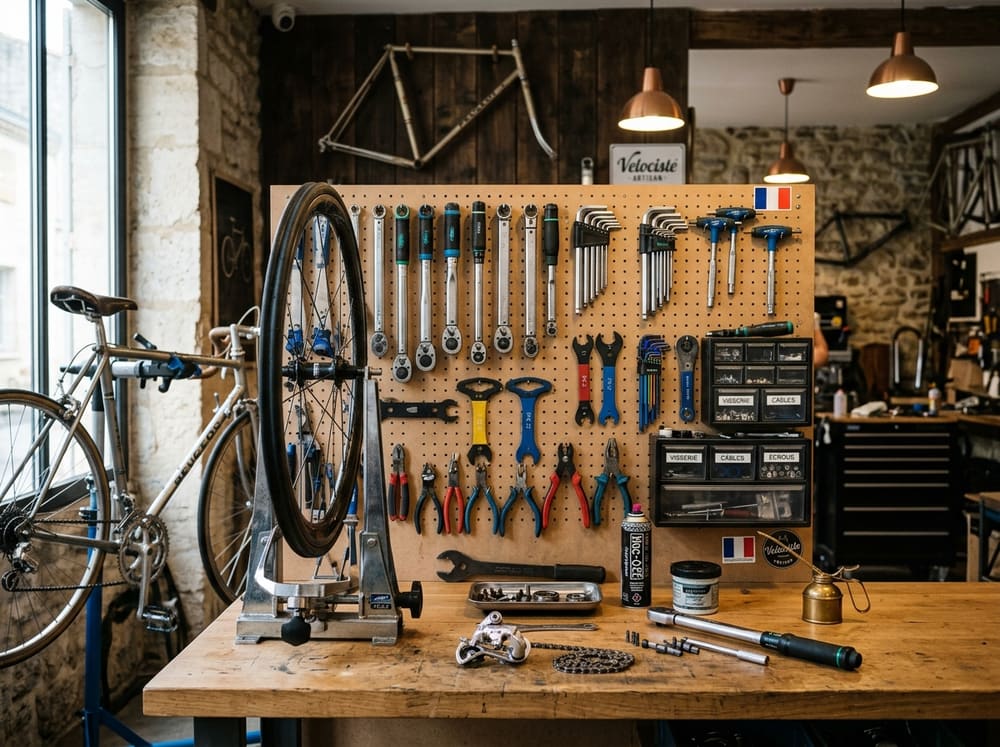 Poste de travail d'un atelier vélo labellisé CycLabel